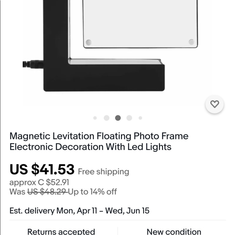 2 x Magnetic Levitation LED Floating Photo Frames - Picture 7 of 8